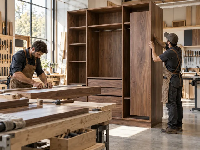 Woodworkers crafting furniture